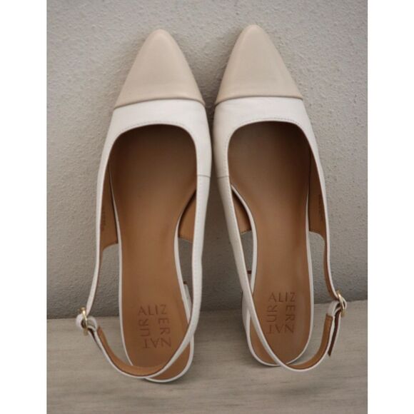 Naturalizer I8728M3100 Women Sz 8M White/Porcelain Leather Banks Slingback Pumps - Picture 2 of 14